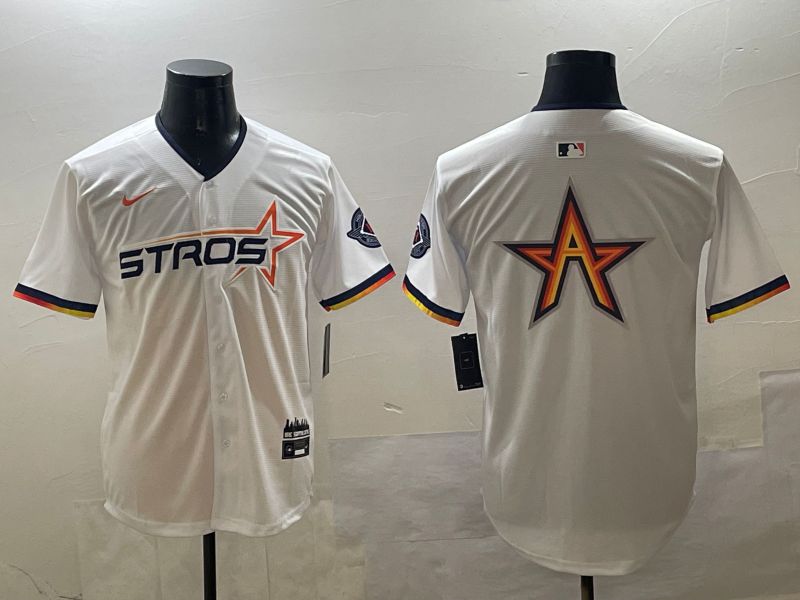 Men Houston Astros Blank White Three generations Joint Name 2025 Nike MLB Jersey style 5->houston astros->MLB Jersey